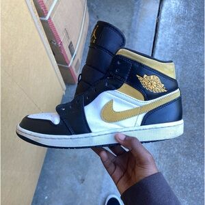 Jordan 1 mid yellow black and white worn about 25 times